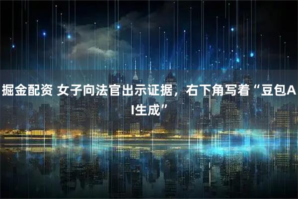 掘金配资 女子向法官出示证据，右下角写着“豆包AI生成”